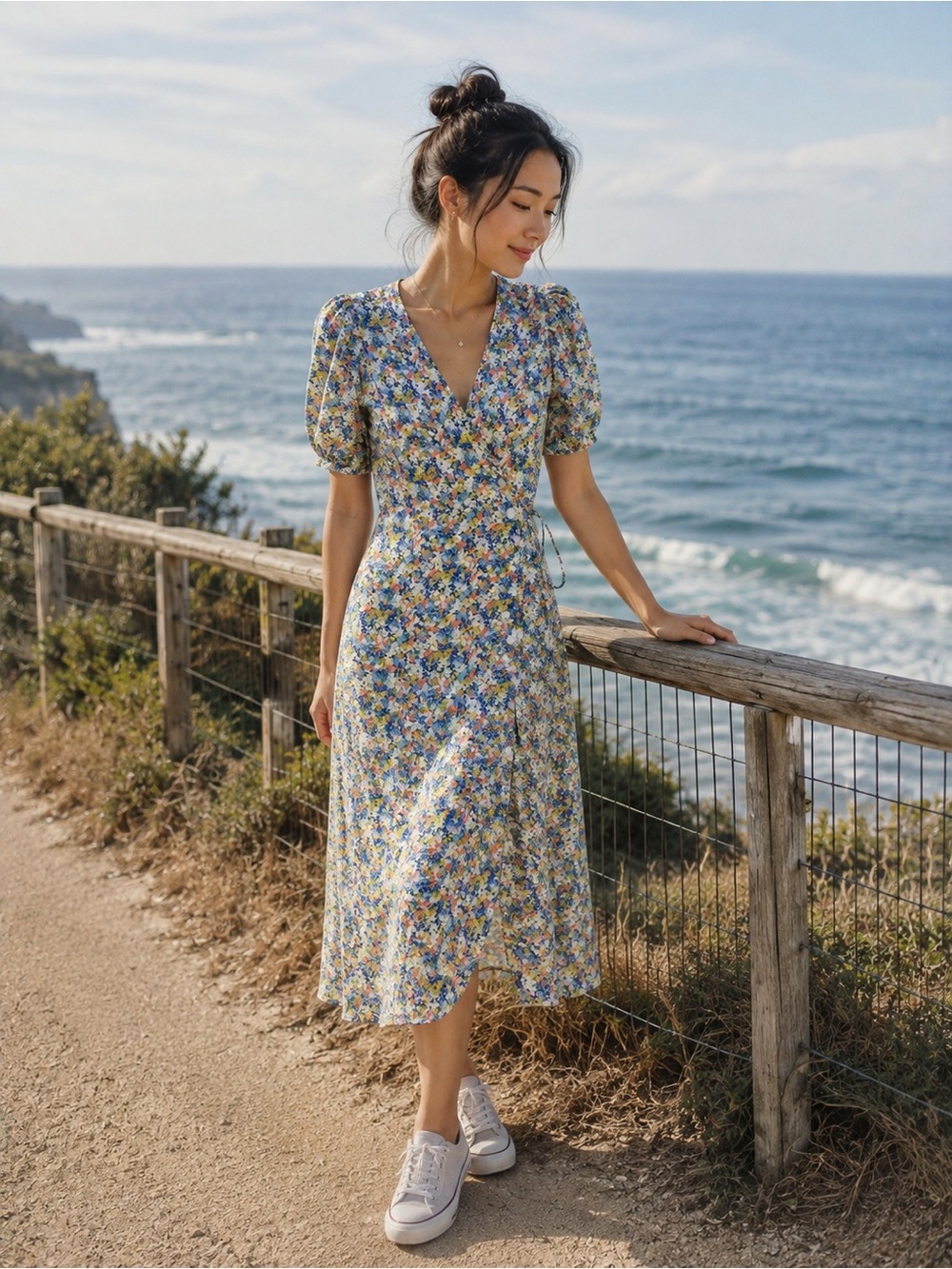 Faithful the Brand Floral Button-Front Wrap Skirt in Multicolor
